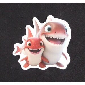 10/$10 Adorable Baby Animal Twins Sharks Sticker 2" x 2.18" (T)